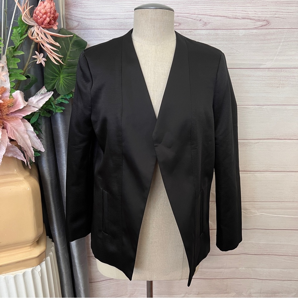 D1 -- NWT black H&M long sleeve women's open stretch blazer jacket size 10 $69